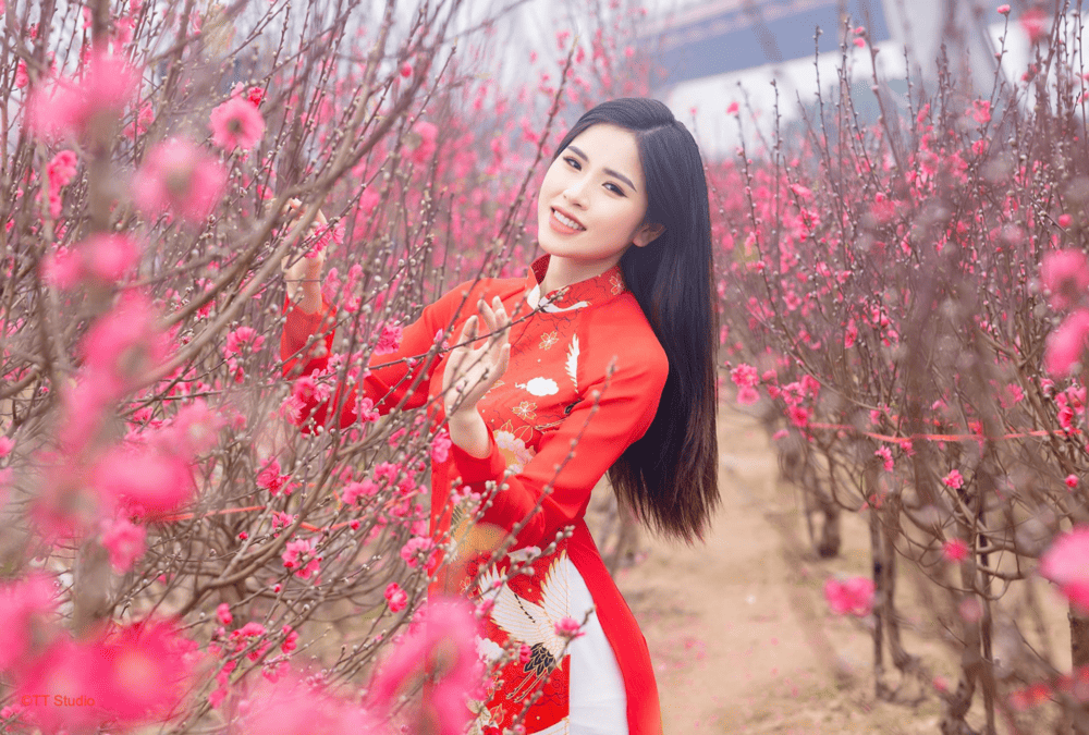 Vườn đ&agrave;o Nhật T&acirc;n thu h&uacute;t nhiều bạn trẻ đến chụp ảnh mỗi dịp Tết Nguy&ecirc;n Đ&aacute;n (Nguồn: Studio Chụp Ảnh Đẹp)